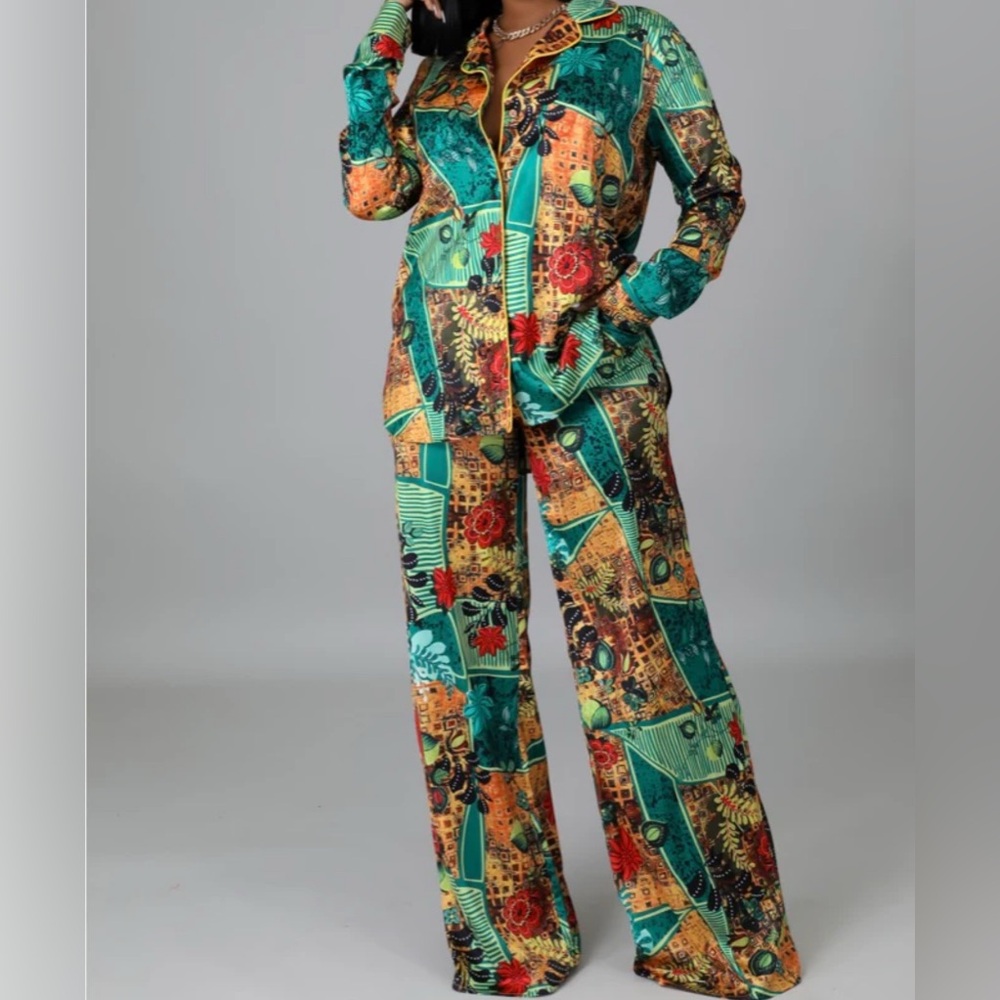 Colorful Patchwork Pants Set